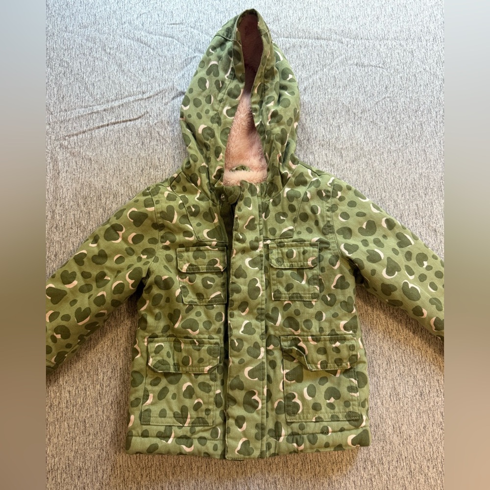 Cat & Jack Toddler Green & Pink Sherpa Line Jacket 18 mos